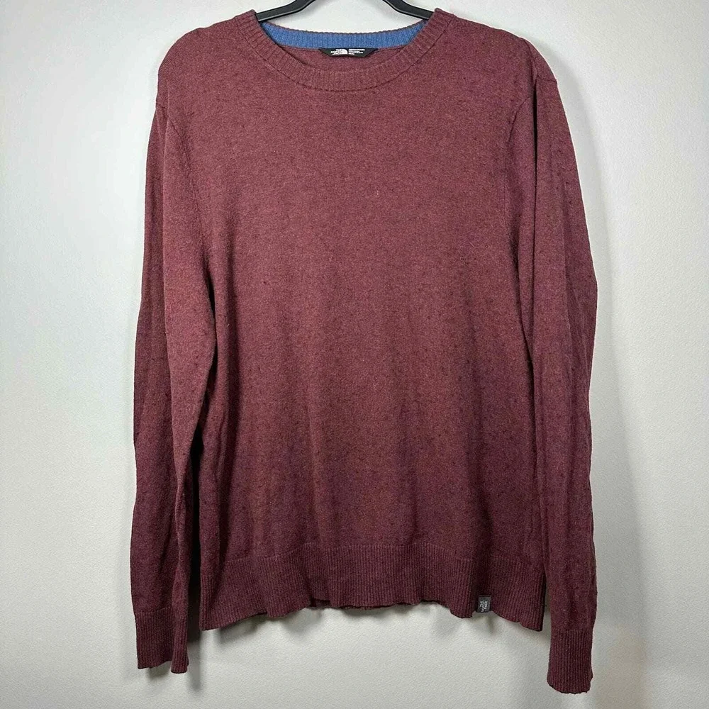 The North Face Medium Sweater Burgundy Long Sleeve Crew Neck Cotton Wool Knit